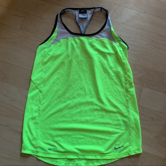 Nike Dri-FIT Neon Yellow Mesh Workout Tank Top - Picture 1 of 6